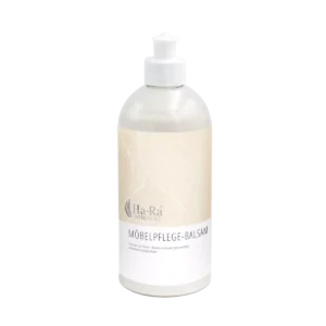 Kremowa butelka Balsamu do mebli Ha-Ra z woskiem pszczelim i lanoliną.