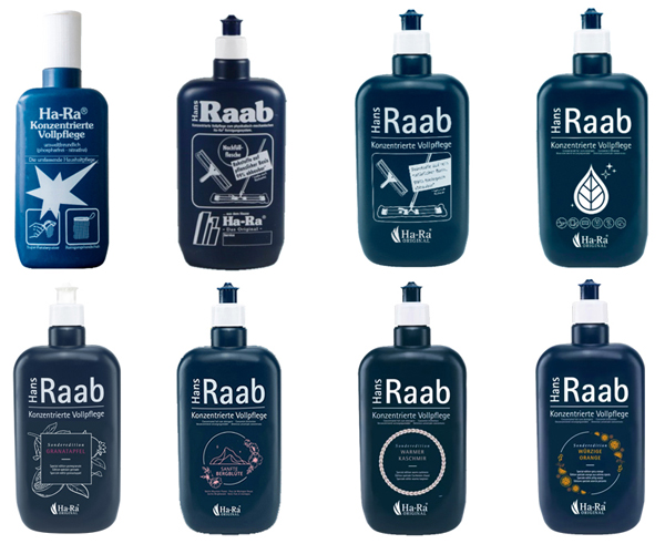Dotychczasowe opakowania Uniwersalnego koncentratu Hans Raab- Płyn pielęgnacyjny Ha-Ra